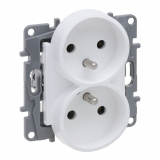 LEGRAND - GNIAZDO PODWÓJNE 2 X 2P+Z DO RAMEK WIELOKROTNYCH (BEZ PRZESŁONY, ZACISKI ŚRUBOWE) BIAŁY NILOE SELECTION - 762035