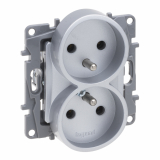 LEGRAND - NILOE SELECTION - GNIAZDO 2 X 2P+Z DO RAMEK WIELOKROTNYCH (BEZ PRZESŁONY, ZACISKI ŚRUBOWE) ALUMINIUM - 762135