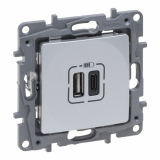 LEGRAND - NILOE SELECTION - GNIAZDO 2 X USB TYP A+C - 3 A ALUMINIUM - 762197