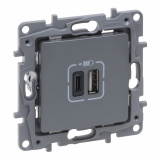 LEGRAND - NILOE SELECTION - GNIAZDO 2 X USB TYP A+C - 3 A STAL - 762397