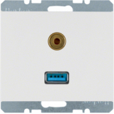 HAGER - GNIAZDO USB / 3.5 MM AUDIO BIAŁY POŁYSK K.1 - 3315397009