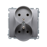 KONTAKT SIMON - GNIAZDO PODWÓJNE Z UZIEMIENIEM 2X2P+Z ZACISKI ŚRUBOWE 16A 250V IP20 INOX BASIC - BMGZ2M.01/21