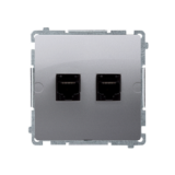 KONTAKT SIMON - Gniazdo komputerowe RJ45 podwójne kategoria 5e (moduł). Montaż gniazda na wkręty do puszki; stal inox - BMF52.02/21