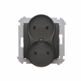 KONTAKT SIMON - Gniazdo wtyczkowe bez uziemienia z przesłonami podwójne (moduł) 16A, 250V~, zaciski śrubowe; czarny *Do ramek S54 PREMIUM - DG2MZ.01/49