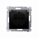 KONTAKT SIMON - Gniazdo Schuko do wersji IP44 z przesłonami z uszczelką ramki (moduł) 16A, 250V~, zaciski śrubowe, klapka transparentna; czarny - DGSZ1BZ.01/49A