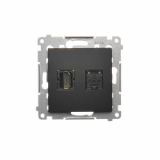 KONTAKT SIMON - Gniazdo HDMI + RJ45 kat.6. (moduł); czarny - DGHRJ45.01/49