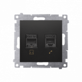 KONTAKT SIMON - Gniazdo komputerowe RJ45 kategoria 5e + telefoniczne RJ12 (moduł); czarny - D5T.01/49