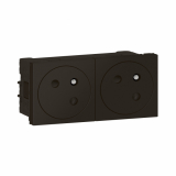 LEGRAND - GNIAZDO 2 X 2P+Z 16 A - 250 V~ ZESPOLONE PRZEKRĘCONE POD KĄTEM 45O - ZACISKI AUTOMATYCZNE - 4 MODUŁOWE - ANTRACYT, MOSAIC. - 079192L