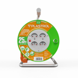 PLASTROL - Przedłużacz bębnowy ECO LINE, 4x2p+Z, 16A, 3680W, przewód 3x1,5mm H05VV-F; 25m; pomarańczowy - PB-ST/S/25M/3X1,5/H05VV-F ECO POM