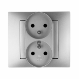 ELEKTRO-PLAST NASIELSK - VESTRA Gniazdo podtynkowe modułowe 2x2P+Z , bez ramki, kolor srebrny. - 3843-16