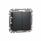 SCHNEIDER ELECTRIC - ŁĄCZNIK PODWÓJNY Z PODŚWIETLENIEM CZARNY ANTRACYT 10AX 250V SEDNA DESIGN - SDD114105L