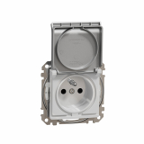 SCHNEIDER ELECTRIC - Gniazdo 2P+PE z przesłonami IP44, srebrne aluminium Sedna Design - SDD213013