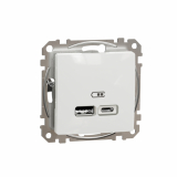SCHNEIDER ELECTRIC - ŁADOWARKA USB TYP A + TYP C 2.4A/2.1A ZACISKI ŚRUBOWE BIAŁY SEDNA DESIGN - SDD111402