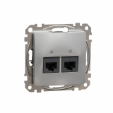 SCHNEIDER ELECTRIC - Gniazdo komputerowe 2xRJ45 kat.5e UTP, srebrne aluminium Sedna Design - SDD113452