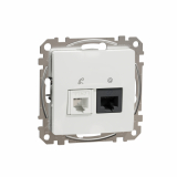 SCHNEIDER ELECTRIC - Sedna Design, Gniazdo komputerowo-telefoniczne (RJ45 kat.6 UTP + RJ11), białe - SDD111468