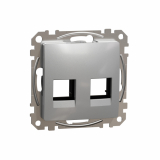 SCHNEIDER ELECTRIC - Sedna Design, Płytka centralna 2xRJ45 do wkładów 5e-6 UTP KELINE, AMP, MOLEX, srebrne aluminium - SDD113444C