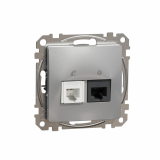 SCHNEIDER ELECTRIC - Sedna Design, Gniazdo komputerowo-telefoniczne (RJ45 kat.5e UTP + RJ11), srebrne aluminium - SDD113458