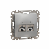 SCHNEIDER ELECTRIC - Sedna Design, Gniazdo komputerowe 2xRJ45 kat.6 STP, srebrne aluminium - SDD113462S