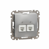 SCHNEIDER ELECTRIC - Sedna Design, Gniazdo telefoniczne 2xRJ11, srebrne aluminium - SDD113492