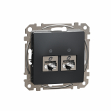 SCHNEIDER ELECTRIC - GNIAZDO KOMPUTEROWE PODWÓJNE 2XRJ45 KAT.5E STP CZARNY ANTRACYT SEDNA DESIGN - SDD114452S
