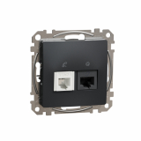 SCHNEIDER ELECTRIC - Sedna Design, Gniazdo komputerowo-telefoniczne (RJ45 kat.5e UTP + RJ11), czarny antracyt - SDD114458