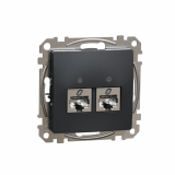 SCHNEIDER ELECTRIC - Sedna Design, Gniazdo komputerowe 2xRJ45 kat.6 STP, czarny antracyt - SDD114462S