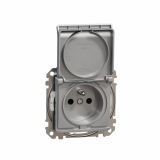 SCHNEIDER ELECTRIC - Sedna Design, Gniazdo 2P+PE z przesłonami IP44 (zaciski bezgwintowe), srebrne aluminium - SDD213014