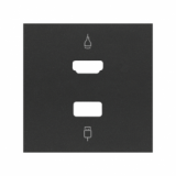 KONTAKT SIMON - Pokrywa do gniazda HDMI+ USB; czarny mat - 10001095-238