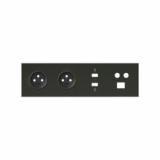 KONTAKT SIMON - Panel 4-krotny: 2 gniazda + HDMI + USB + TV/SAT+ RJ45; czarny mat - 10020406-238