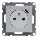 LEGRAND - GNIAZDO PŁASKIE 2P+Z - 16 A - Z USB TYP - C - 1,5 A - ZACISKI AUTOMATYCZNE - Z PRZESŁONĄ  ALUMINIUM SUNO - 721389
