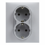 LEGRAND - GNIAZDO SCHUKO 2X2P+Z Z PRZESŁONĄ - ZACISKI AUTOMATYCZNE (MONOBLOK) ALUMINIUM SUNO - 721326