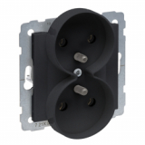 LEGRAND - GNIAZDO PODWÓJNE Z UZIEMIENIEM 2X2P+Z 16 AX 250V ZACISKI ŚRUBOWE CZARNY SUNO - 721491