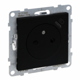 LEGRAND - GNIAZDO POJEDYNCZE PŁASKIE 2P+Z 16 A Z PRZESŁONAMI Z ŁADOWARKĄ USB TYP C 1,5 A ZACISKI AUTOAMTYCZNE CZARNY SUNO - 721489
