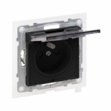 LEGRAND - GNIAZDO POJEDYNCZE IP44 Z KLAPKĄ  2P+Z 16 A 250V ZACISKI AUTOMATYCZNE CZARNY SUNO - 721486