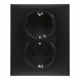 LEGRAND - GNIAZDO SCHUKO 2X2P+Z Z PRZESŁONĄ - ZACISKI AUTOMATYCZNE (MONOBLOK) CZARNY  SUNO - 721426