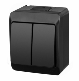 ELEKTRO-PLAST NASIELSK - ŁĄCZNIK PODWÓJNY HERMETYCZNY NATYNKOWY 10A 250V IP44 CZARNY HERMES - 0332-09