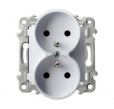 OSPEL - GNIAZDO PODWÓJNE Z UZIEMIENIEM 2X2P+Z MODUŁ 16A 250V  BIAŁY SZAFIR - GP-2ZRZ/m/00