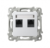 OSPEL - GNIAZDO KOMPUTEROWE PODWÓJNE RJ45 KAT.5E BIAŁY SZAFIR - GPK-2Z/K/m/00