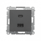 KONTAKT SIMON - Ładowarka USB typ A+C (moduł); Grafitowy mat Simon 55 - TEC2CA.01/116