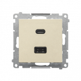 KONTAKT SIMON - Ładowarka USB typ A+C (moduł); Szampański mat Simon 55 - TEC2CA.01/144