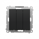 KONTAKT SIMON - Łącznik potrójny z podświetleniem LED (moduł) 10 AX, 250 V~, szybkozłącza; Czarny mat Simon 55 - TW31L.01/149