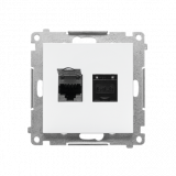KONTAKT SIMON - GNIAZDO KOMPUTEROWE PODWÓJNE RJ45 KAT.6 Z PRZESŁONĄ PRZECIWKURZOWĄ BIAŁY MAT SIMON 55 - T62.01/111