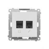 KONTAKT SIMON - Gniazdo komputerowe RJ45 kategoria 5e + telefoniczne RJ12 (moduł); Jasnoszary mat Simon 55 - T5F.01/114