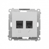 KONTAKT SIMON - Gniazdo komputerowe RJ45 kategoria 5e + telefoniczne RJ12 (moduł); Aluminium mat Simon 55 - T5F.01/143
