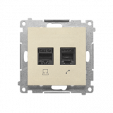 KONTAKT SIMON - Gniazdo komputerowe RJ45 kategoria 5e + telefoniczne RJ12 (moduł); Szampański mat Simon 55 - T5F.01/144