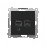 KONTAKT SIMON - Gniazdo komputerowe RJ45 kategoria 5e + telefoniczne RJ12 (moduł); Czarny mat Simon 55 - T5F.01/149