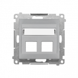 KONTAKT SIMON - Pokrywa gniazd teleinformatycznych na Keystone skośna podwójna z polem opisowym (moduł); Aluminium mat Simon 55 - TKP2S.01/143