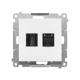 KONTAKT SIMON - Gniazdo HDMI + RJ45 kat.6. (moduł); Biały mat Simon 55 - TGHRJ45.01/111