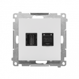 KONTAKT SIMON - Gniazdo HDMI + RJ45 kat.6. (moduł); Jasnoszary mat Simon 55 - TGHRJ45.01/114