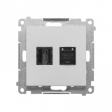 KONTAKT SIMON - Gniazdo HDMI + RJ45 kat.6. (moduł); Aluminium mat Simon 55 - TGHRJ45.01/143